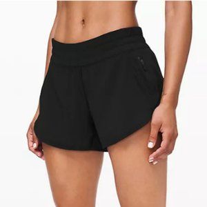Lululemon Black Tracker Low-Rise Lined Running Shorts 4" Size 8 Great Condition